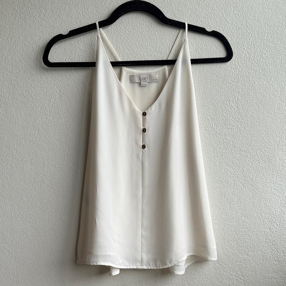 LOFT Cream Camisole with Button Detail